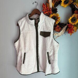 Perch Blue Pepper Faux Sherpa Womens Plus 1X Vest White NWOT
